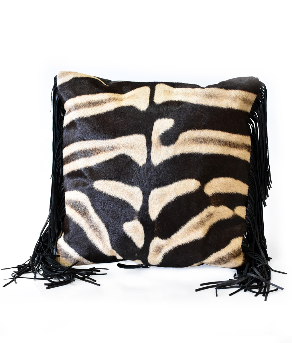 Zebra Fringed Cushion