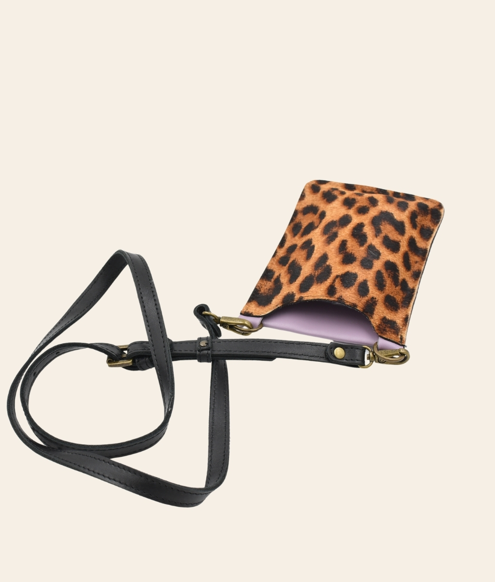 Printed Phone Pouch Black & Lilac