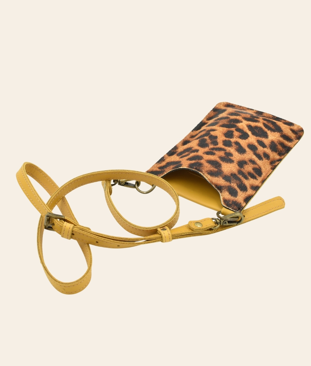 Printed Phone Pouch Mustard