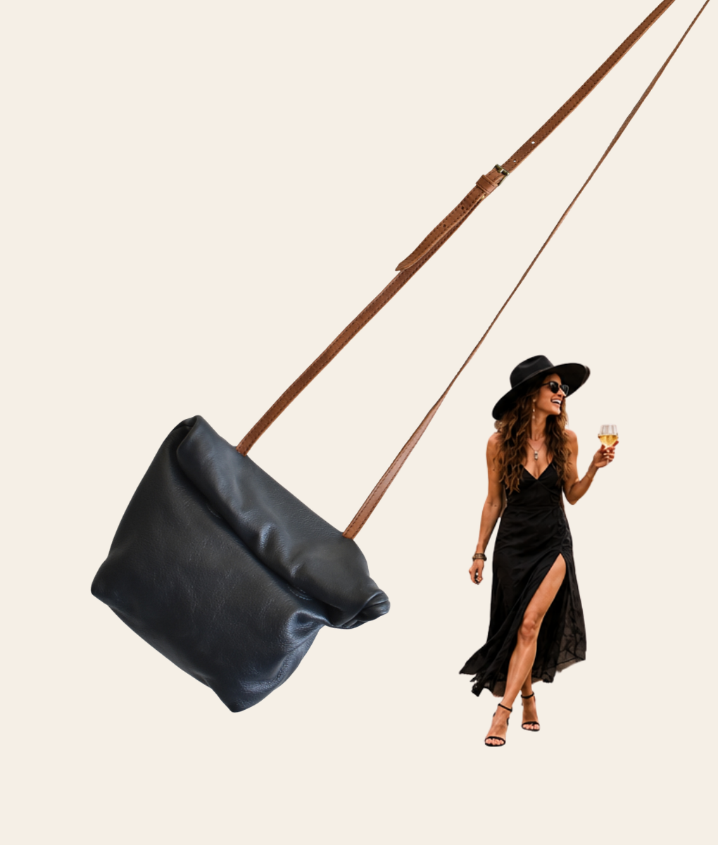 Navy Rollover Sling Bag