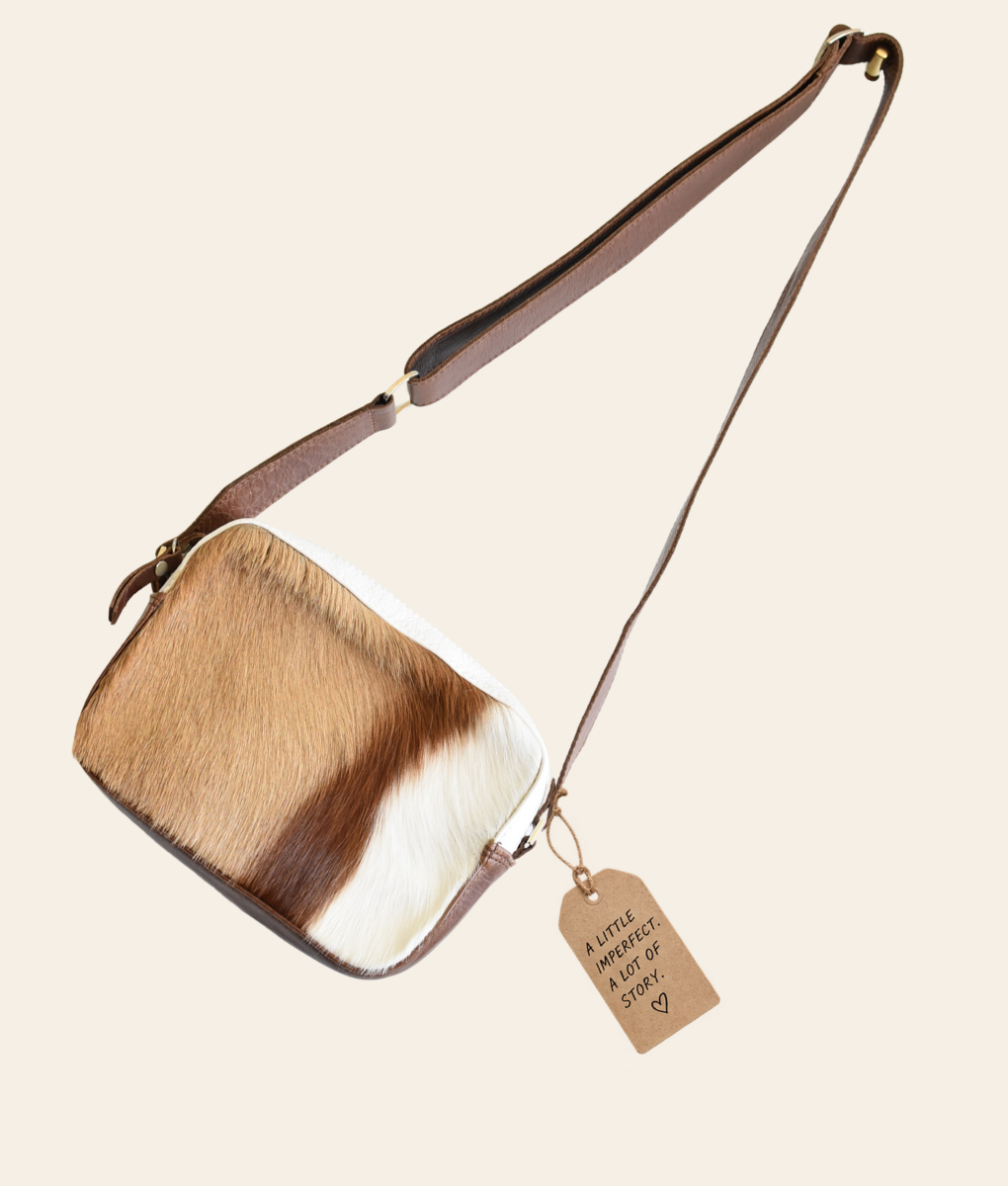 White & Brown Springbok Abi Crossbody